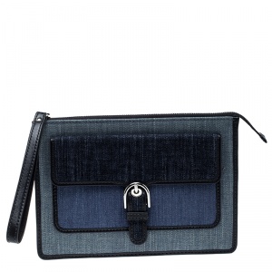 Michael Michael Kors Blue Denim and Leather Medium Cooper Wristlet 
