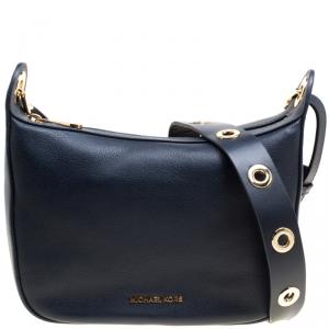 Michael Michael Kors Navy Blue Leather Medium Raven Messenger Bag