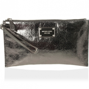 Pre Owned MICHAEL Michael Kors Large Jet Set Crinkled Metallic Clutch