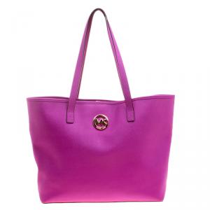 Pre Owned Michael Michael Kors Hot Pink Leather Tote