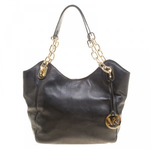 مملوكة مسبقًا MICHAEL Michael Kors Black Leather Shoulder Bag