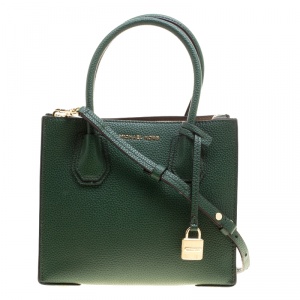 Pre Owned Michael Kors Green Leather Mercer Tote