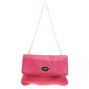 Michael Michael Kors Pink Leather Chain Clutch