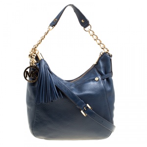 مملوكة مسبقًا Michael Michael Kors Navy Blue Leather Hobo