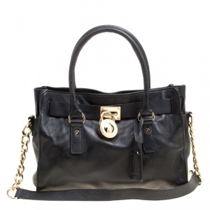 Michael Michael Kors Black Leather Medium Hamilton Top Handle bag