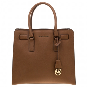 Michael Michael Kors Brown Saffiano Leather Dillon Top Handle Bag