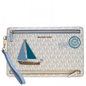 MICHAEL Michael Kors Off White Sail Boat Travel Wristlet