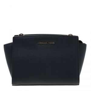 مملوكة مسبقًا MICHAEL Michael Kors Navy Blue Leather Medium Selma Crossbody Bag