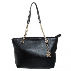 Pre Owned حقيبة مايكل مايكل كورس جيت سيت جلد أسود بسلسلة