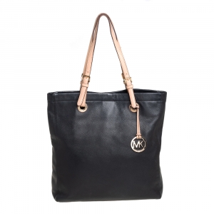 Pre Owned MICHAEL Michael Kors Black Leather Jet Set Tote