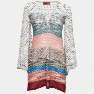 Missoni Mare Multicolor Patterned Knit Lace-Up Mini Dress M