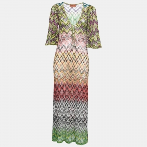 Missoni Mare Multicolor Crochet Lurex Knit Cover Up Maxi Dress S