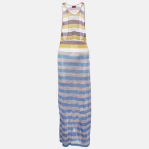 Missoni Mare Multicolor Striped Knit Sleeveless Maxi Dress M
