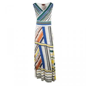 Pre Owned Missoni Multicolor Striped Knit Sleeveless Maxi Dress L