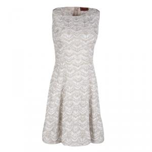 Missoni Beige and White Textured Lurex Knit Detail Sleeveless Dress S