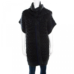 Pre Owned Missoni Multicolor Chunky Knit Scarf Detail Open Front Cardigan M