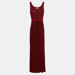 Pre Owned Missoni Red Ribbed Knit Maxi Dress M (IT 42)