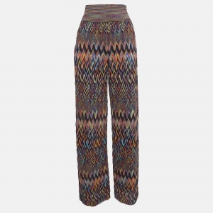 Pre Owned Missoni Multicolor Patterned Wool Knit Palazzo Pants M