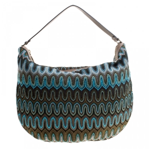 Missoni Green/Multicolor Fabric Weave Hobo