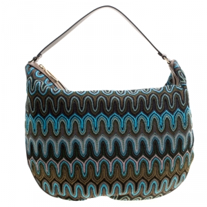 Missoni Green/Multicolor Fabric Weave Hobo
