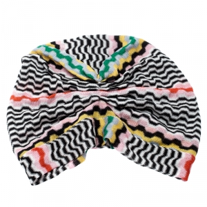 Missoni Mare Multicolor Zig Zag Pattern Knit Beach Turban