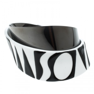 Missoni Monochrome Logo Resin Gunmetal Tone Cuff Bracelet