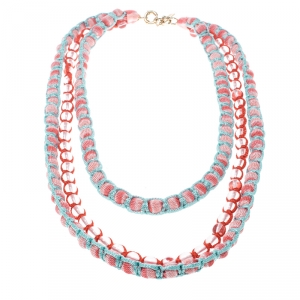 Missoni Multicolor Fabric Bead Braided Triple Rope Necklace