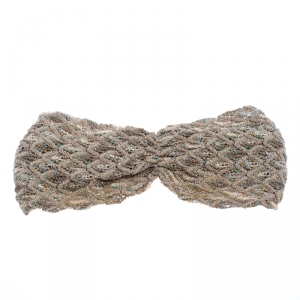 Missoni Ivory Lurex Feathered Crochet Knit Headband 