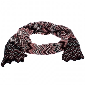Pre Owned Missoni Multicolor Chevron Wool Knit Stole 