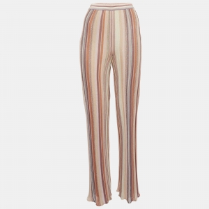 Missoni Pink Striped Lurex Knit Wide-Leg Trousers M