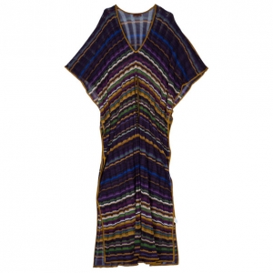 Pre Owned Missoni Purple Crochet Knit Long Beach Dress M