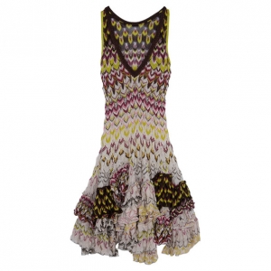Pre Owned Missoni Ruffled Crochet Knit Dress M