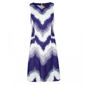 Missoni Purple and White Woven Sleeveless V-Neck A-Line Dress M