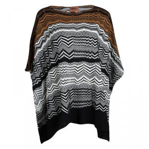 Pre Owned Missoni Multicolor Chevron Pattern Knit Poncho ( One Size )