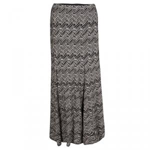 Pre Owned Missoni Patterned Perforated Knit Box Pleat Detail Maxi Skirt M