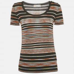 Missoni Multicolor Striped Stretch Knit Top L 