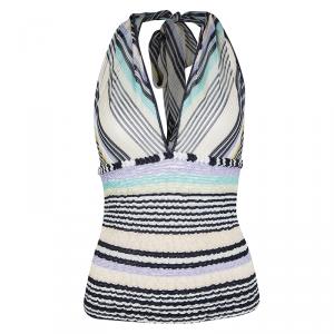Pre Owned Missoni Mutlicolor Striped Knit Halter Top S