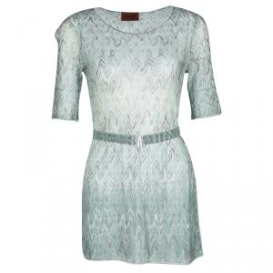 Pre Owned Missoni Multicolor Perforated Patterned Knit Short Sleeve Tunic S