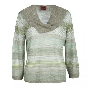 Pre Owned Missoni Multicolor Striped Lurex Knit Long Sleeve Top M