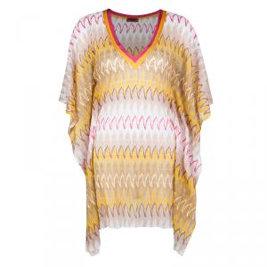 Pre Owned Missoni Multicolor Patterned Perforated Knit Kaftan Top S