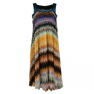Missoni Multicolor Perforated Textured Knit Sleeveless Dress S