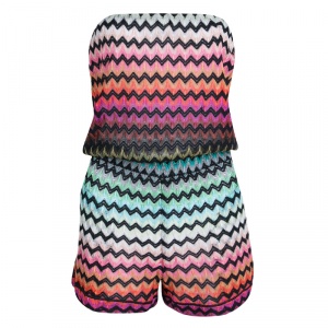 Missoni Mare Multicolor Chevron Pattern Knit Strapless Sirmione Playsuit S