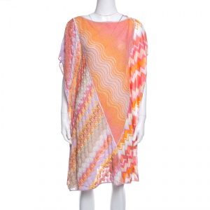 Pre Owned Missoni Mare Multicolor Patterned Knit Kaftan Tunic L