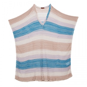 Pre Owned Missoni Mare Multicolor Perforated Knit Kaftan Style Beach Cover Up Top M