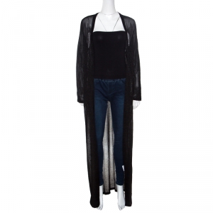 Pre Owned Missoni Metallic Black Knit Front Open Long Cardigan M