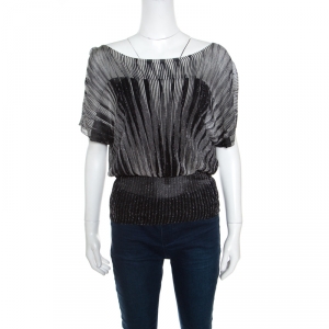 Pre Owned M Missoni Monochrome Lurex Knit Dolman Sleeve Top S