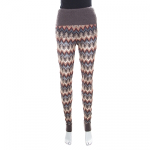 Pre Owned Missoni Multicolor Perforated Knit Fold Over Waist Detail Jogger Pants S