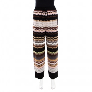 Pre Owned Missoni Multicolor Patterned Knit Drawstring Detail Pants M