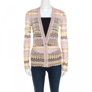 Pre Owned Missoni Multicolor Perforated Knit Cardigan S