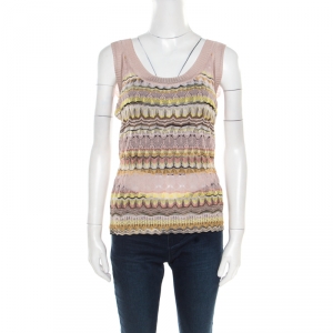 Pre Owned Missoni Multicolor Perforated Knit Sleeveless Top M